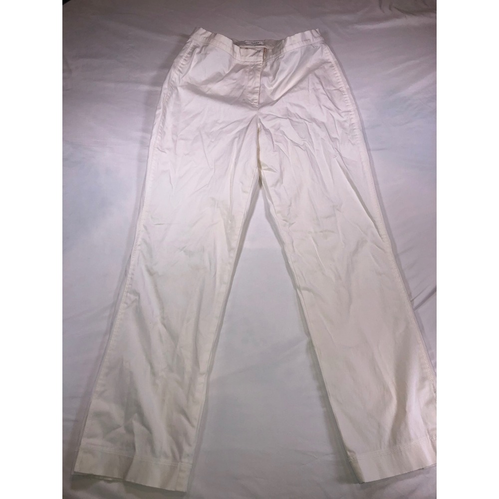 Gunex Made in Italy White Straight Leg Trousers Pants USA 4 Mid Rise SKU 00556